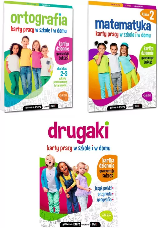 Pakiet: Drugaki/ Ortografia/ Matematyka. Karty pracy w szkole i w domu. Klasa 2 - tantis.pl
