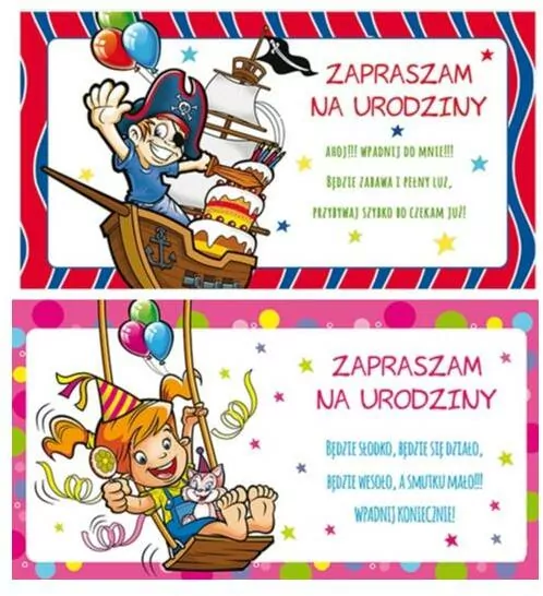 Zaproszenia Kids (opakowanie 10 sztuk) Mix wzorów - tantis.pl