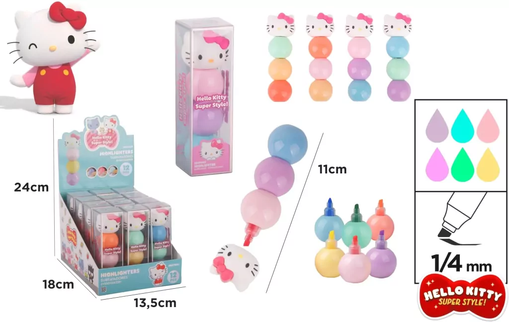 Zakreślacz w kulce Hello Kitty 3 kolory MIX - tantis.pl