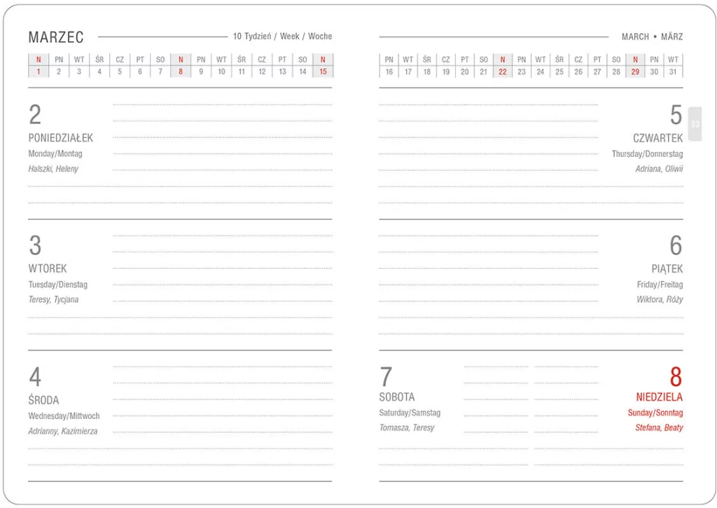 KALENDARZ KSIAZ A6 OPR TW TYDZIEN ERIS NIEB OPS - tantis.pl