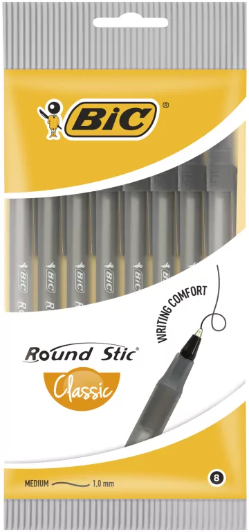 Długopis czarny BIC Round Stic Classic. 8 sztuk - tantis.pl
