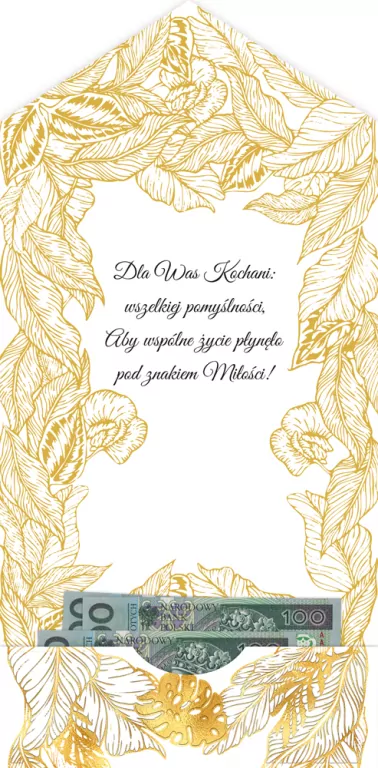 Karnet A5 ślub Złote liście - tantis.pl
