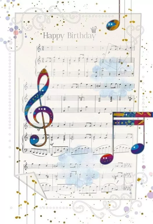 Karnet 12x18cm + koperta Urodziny Nuty - tantis.pl