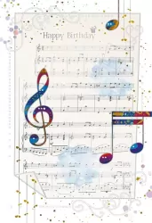 Karnet 12x18cm + koperta Urodziny Nuty