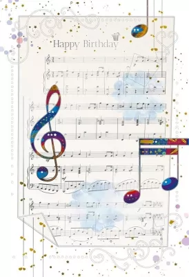 Karnet 12x18cm + koperta Urodziny Nuty