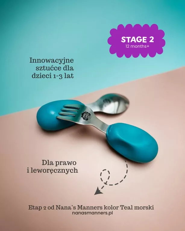 Nana's Manners 2 zestaw sztućców widelec i łyżka niebieski - tantis.pl