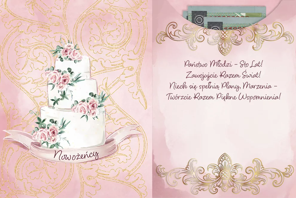 Karnet B6 Ślub z kieszonką - Kieliszki - tantis.pl