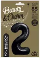 Balon foliowy B&C cyfra 2 matowa czarna 85cm - tantis.pl