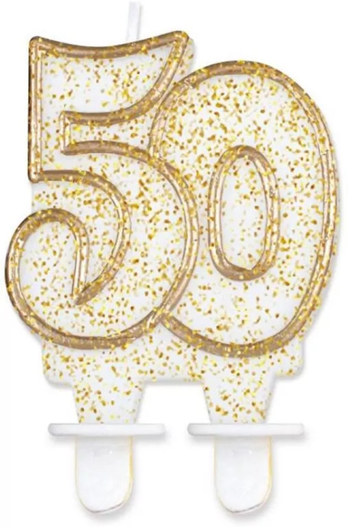 Świeczka cyferka "50" Złoty kontur - tantis.pl
