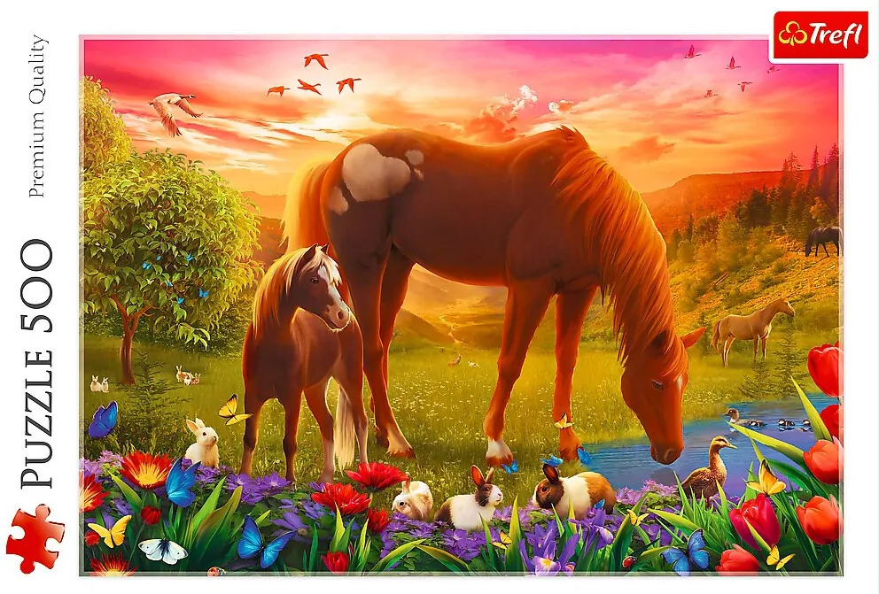 Konie na łące. Puzzle 500 elementów - tantis.pl