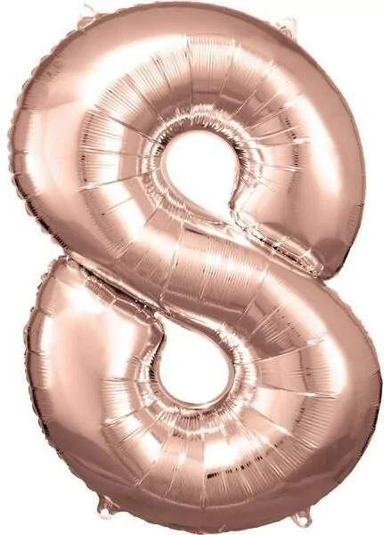 Balon foliowy cyfra 8 różowe złoto 57x86cm - tantis.pl