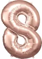 Balon foliowy cyfra 8 różowe złoto 57x86cm - tantis.pl