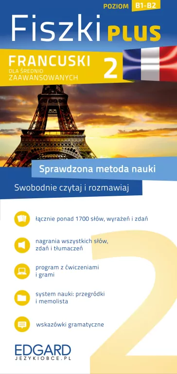 Fiszki PLUS. Francuski 2 dla średnio zaawansowanych. Poziom B1-B2 - tantis.pl