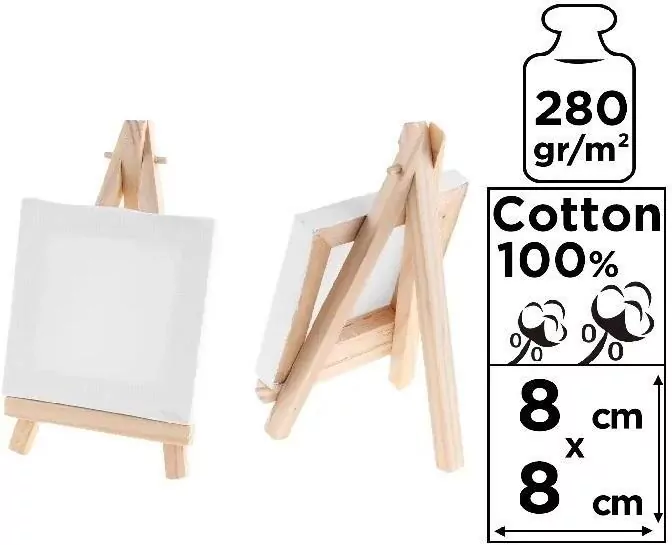 Podobrazie mini 8x8cm 280G/m2 + sztaluga - tantis.pl