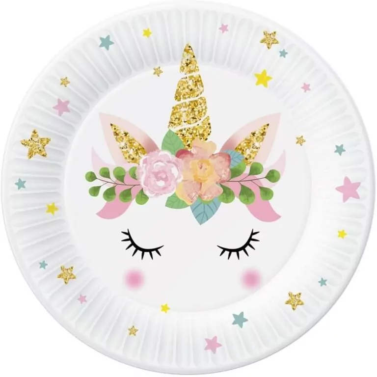 Talerzyki papierowe Jednorożec 18cm 6szt - tantis.pl