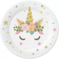 Talerzyki papierowe Jednorożec 18cm 6szt - tantis.pl