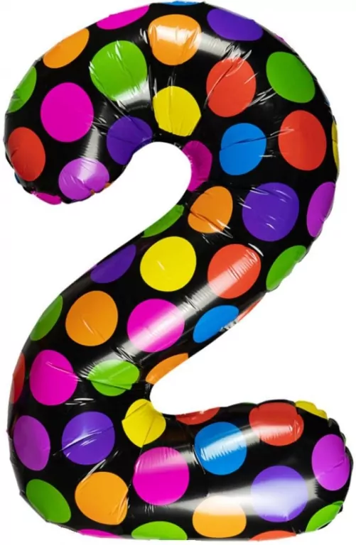 Balon foliowy cyferka 2 w kropki - tantis.pl
