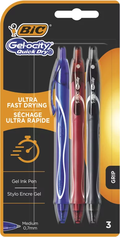 Długopis żelowy BIC Gel-ocity Quick Dry mix AST blister 3 kolory - tantis.pl