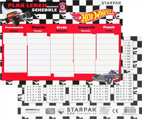 Plan lekcji z tabliczką mnożenia