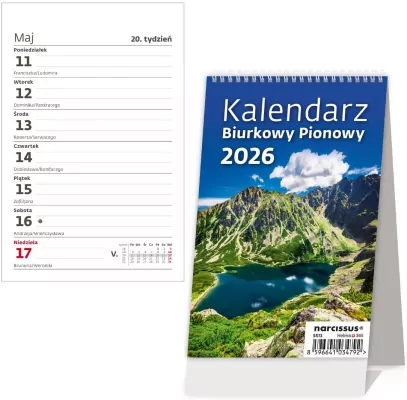 Kalendarz 2026 biurkowy pionowy tygodniowy HELMA