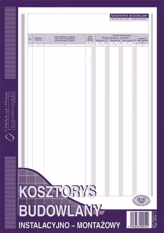 Kosztorys budowlany instalacyjno-montażowy 602-1 - tantis.pl