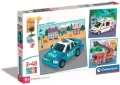 Clementoni. Puzzle 3x48. Super Kolor. Rescue vehicles - tantis.pl