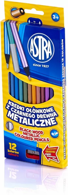 Kredki ołówkowe metaliczne. Czarne drewno. 12 kolorów - tantis.pl