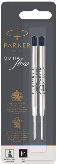 Wkłady do długopisów Parker Quinkflow czarne (M) 2 sztuki na blistrze 1950372 - tantis.pl
