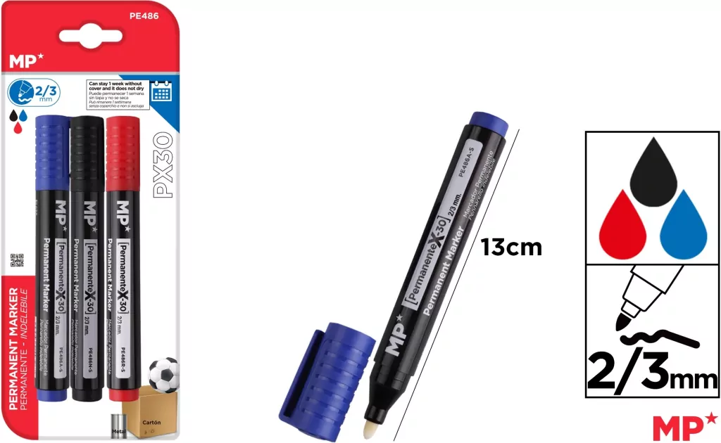 Marker permanentny gruby MP PX30 2/3mm do CD/DVD 3 kolory blister - tantis.pl