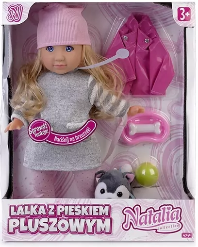 Lalka Natalia z pieskiem pluszowym 35cm - tantis.pl