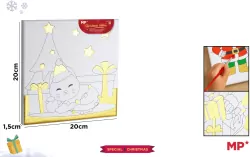 Płótno do malowania złocone - choinka kotek 20x20