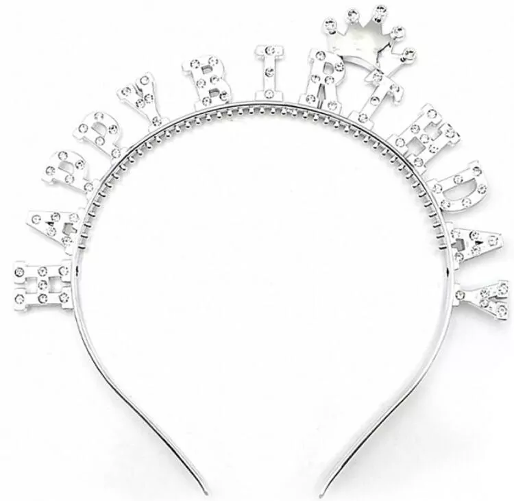 Opaska Happy Birthday srebrna 16,8cm PARTY GO - tantis.pl