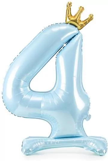 Stojący balon foliowy cyfra 4 84cm błękitny - tantis.pl