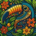Malowanie po numerach - Witraż. Tukan 30x30cm - tantis.pl