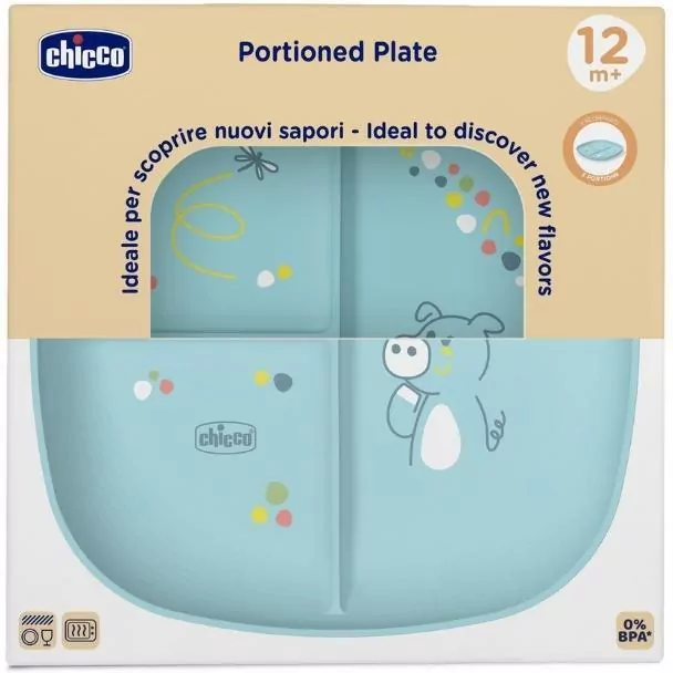 Talerz 3-dzielny niebieski 12m+ - tantis.pl