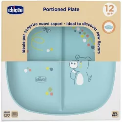 Talerz 3-dzielny niebieski 12m+