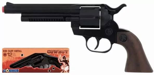 Rewolwer kowbojski metalowy 12 naboi - tantis.pl
