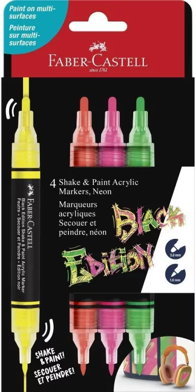 Marker akrylowy Black Edition 4kol FABER-CASTELL - tantis.pl