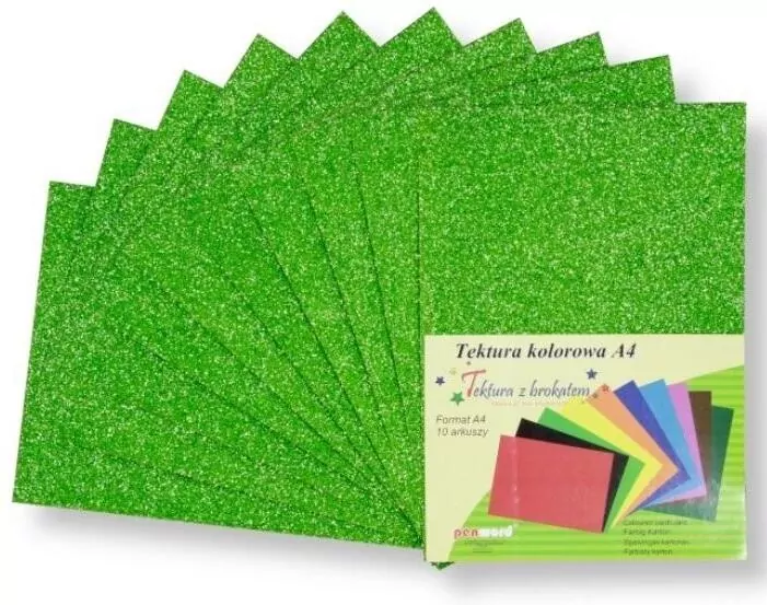 Tektura A4 gładka brokat, zielona - tantis.pl
