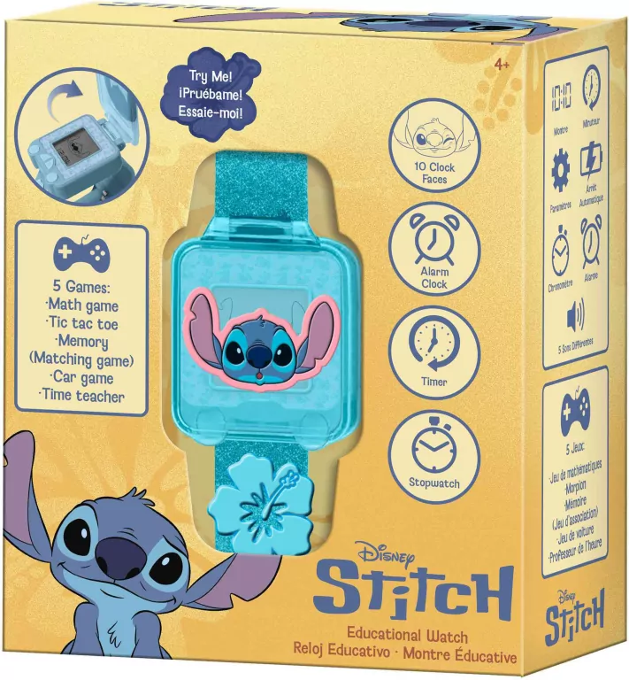 Zegarek edukacyjny z grami Stitch LAS4163 - tantis.pl