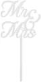 Topper akrylowy na tort MR & MRS biały 16.5cm - tantis.pl