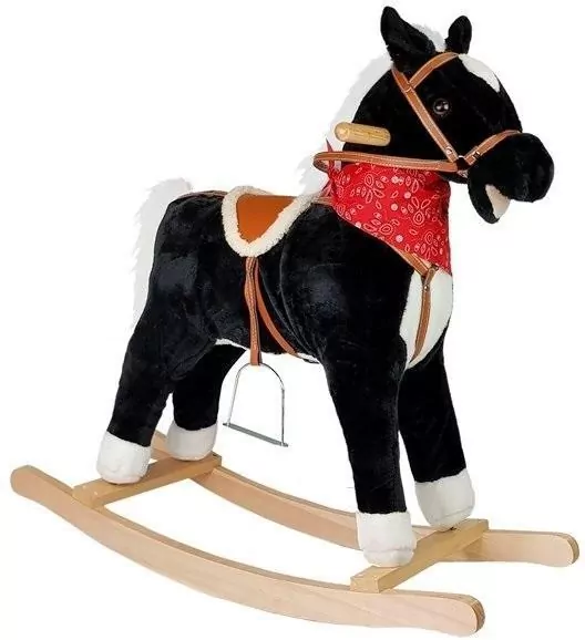 Koń na biegunach czarno-bialy. 74cm - tantis.pl