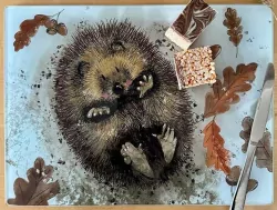 Szklana deska ozdobna Jeżyk na plecach