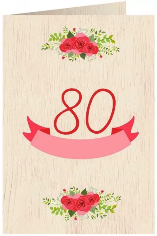 Karnet drewniany C6 + koperta Urodziny 80 - tantis.pl