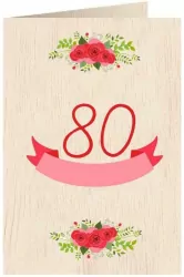 Karnet drewniany C6 + koperta Urodziny 80