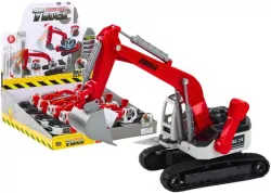 Koparka gąsienicowa biało-czerwona metalowa