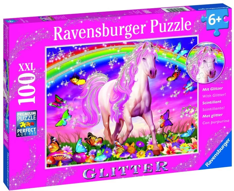 Puzzle 100 XXL z brokatem Jednorożec 139279 - tantis.pl