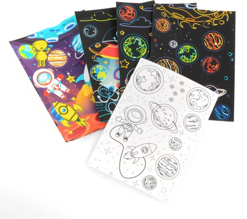 Wydrapywanka z malowanką świecąca Kosmos KIDEA - tantis.pl