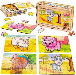 Puzzle drewniane 4w1 zwierzęta domowe