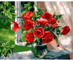 Malowanie po numerach. Bukiet maki 40x50cm